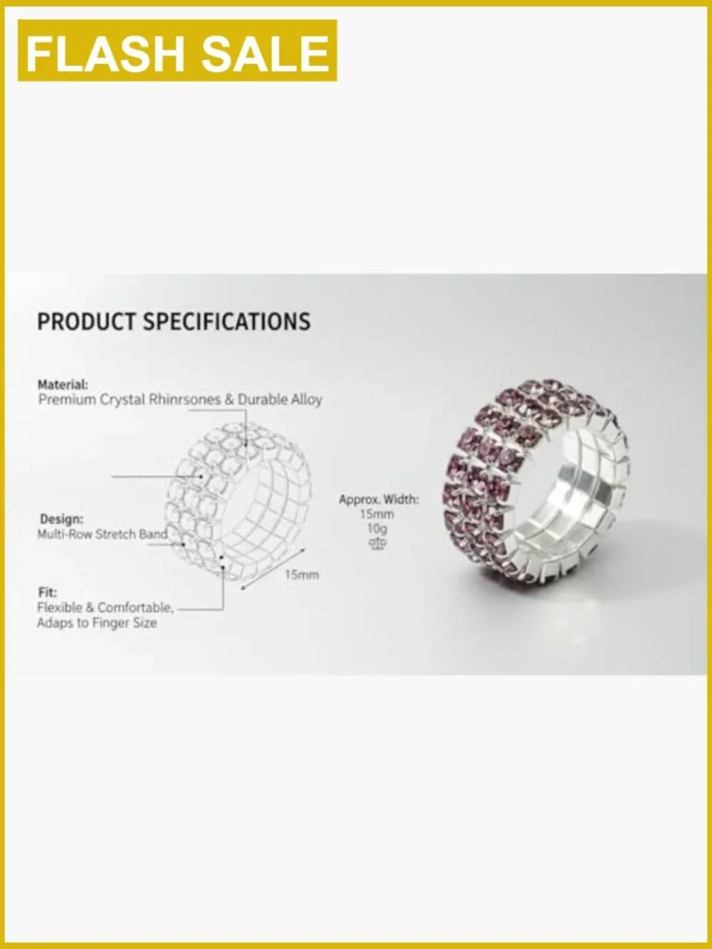 Stretch Rhinestone Stacking Ring Set - Sparkly Crystal Jewelry